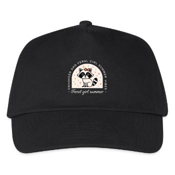 Feral girl summer raccoon - Kids’ Baseball Cap - black - Front