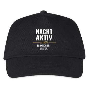 Nachtaktiv statt früh motiviert - Kinder Basecap - Schwarz - Vorne