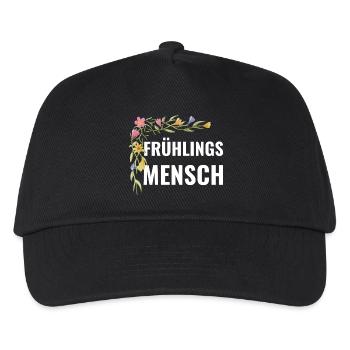 Frühlingsmensch – Blumen Statement - Kinder Basecap - Schwarz - Vorne