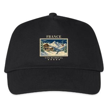 Frankreich Courchevel Vintage Reisemarke - Kinder Basecap - Schwarz - Vorne