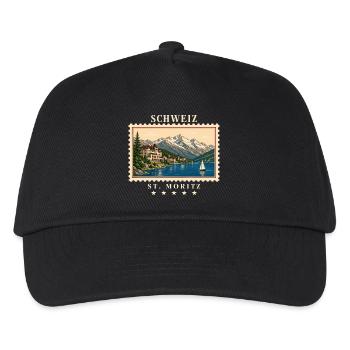 Schweiz St. Moritz Vintage Reisemarke - Kinder Basecap - Schwarz - Vorne