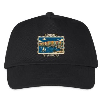 Curaçao Willemstad Vintage Reisemarke - Kinder Basecap - Schwarz - Vorne