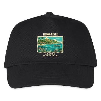 Timor-Leste Ataúro Vintage Reisemarke - Kinder Basecap - Schwarz - Vorne