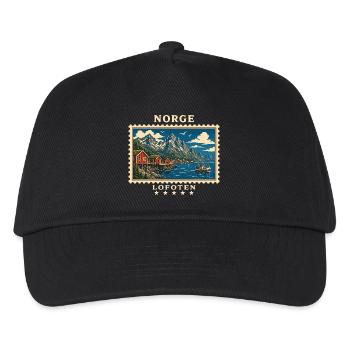 Norwegen Lofoten Vintage Reisemarke - Kinder Basecap - Schwarz - Vorne