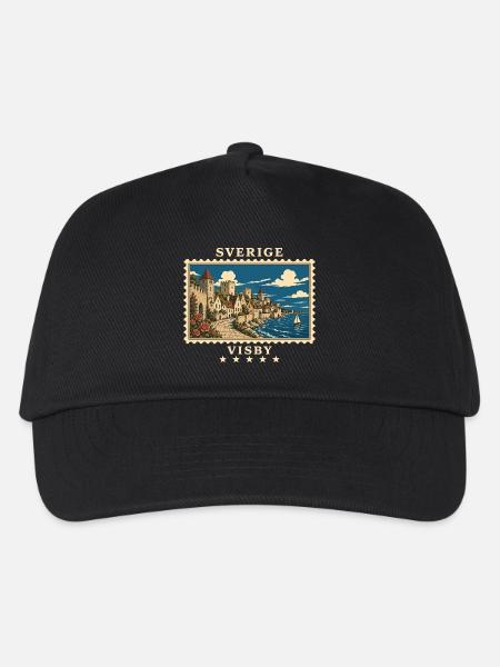 Schweden Visby Vintage Reisemarke - Kinder Basecap - Schwarz