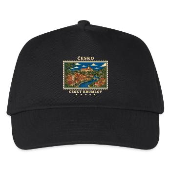 Tschechien Český Krumlov Vintage Reisemarke - Kinder Basecap - Schwarz - Vorne