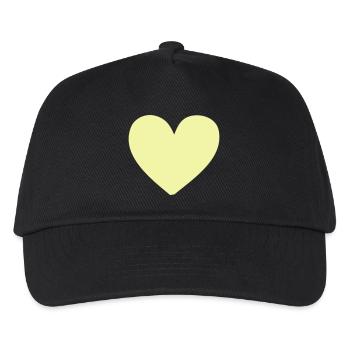 Pastellherz Gelb Kleidungsdruck - Kinder Basecap - Schwarz - Vorne