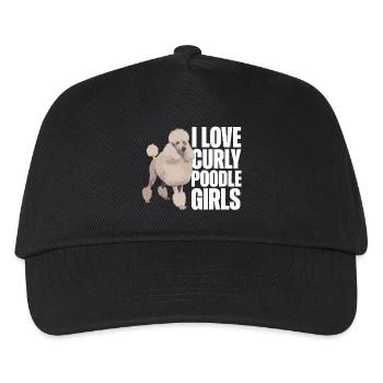 I Love Curly Poodle Girls Poodle Dog - Kids’ Baseball Cap - black - Front
