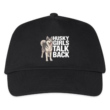 Husky-Mädchen widersprechen lustiger sibirischer Husky-Hund - Kinder Basecap - Schwarz - Vorne