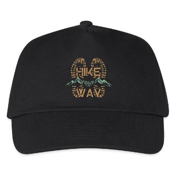 Hike Your Way Wandern Berge Outdoor Geschenk - Kinder Basecap - Schwarz - Vorne
