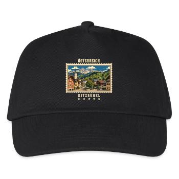 Österreich Kitzbühel Vintage Reisemarke - Kinder Basecap - Schwarz - Vorne