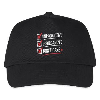Unproductive Disorganized Don't Care List Fun - Kids’ Baseball Cap - black - Front