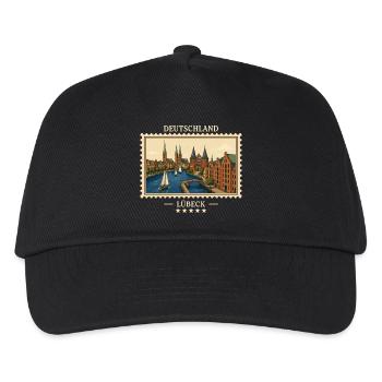 Deutschland Lübeck Vintage Reisemarke - Kinder Basecap - Schwarz - Vorne