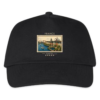 Frankreich Nantes Vintage Reisemarke - Kinder Basecap - Schwarz - Vorne