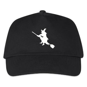 Hexe auf Besen Silhouette - Kinder Basecap - Schwarz - Vorne