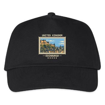 Großbritannien Edinburgh Vintage Reisemarke - Kinder Basecap - Schwarz - Vorne