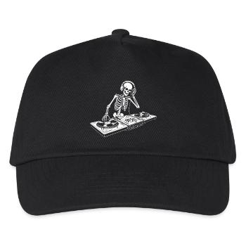DJ Skeleton in Kopfhörern - Kinder Basecap - Schwarz - Vorne