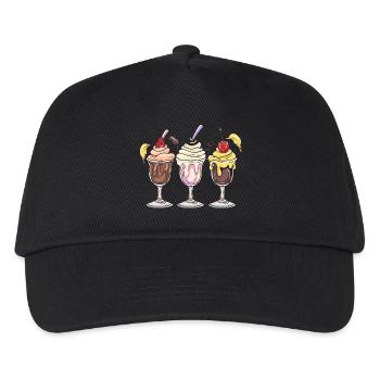 Eiscreme Eisbecher Grafik - Kinder Basecap - Schwarz - Vorne
