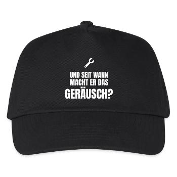 Und seit wann macht er das Geräusch? - Kfz - Kinder Basecap - Schwarz - Vorne