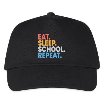 Essen, schlafen, Schule wiederholen, Schüler, lustiges Geschenk - Kinder Basecap - Schwarz - Vorne