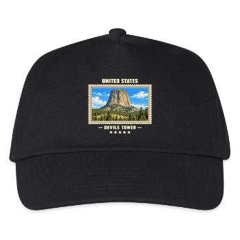 Vereinigte Staaten Devils Tower Vintage Reisemarke - Kinder Basecap - Schwarz - Vorne