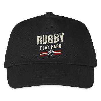 Rugby Spiel hart | Passion Oval Ball - Kinder Basecap - Schwarz - Vorne