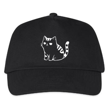 Lustige Katze Minimalistisches Katzen Geschenk  - Kinder Basecap - Schwarz - Vorne