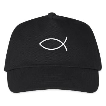 Jesus Fish White Ichthys Fish Jesus - Kids’ Baseball Cap - black - Front