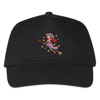 Manga Hexe auf Besen - Kinder Basecap - Schwarz - Vorne