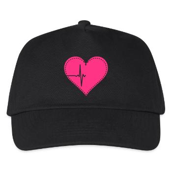 Herz Naht Nähen Heartbeat Herzschlag 1c - Kinder Basecap - Schwarz - Vorne