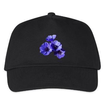 blaue Blumen - Kinder Basecap - Schwarz - Vorne
