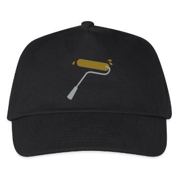 Farbrolle in Gold und Silber mit Spritzern - Kinder Basecap - Schwarz - Vorne