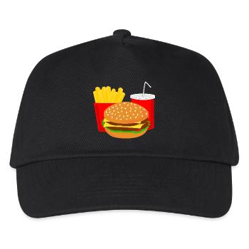 Menu Burger Fast Food Cola idée cadeau - Casquette de baseball Enfant - noir - Devant