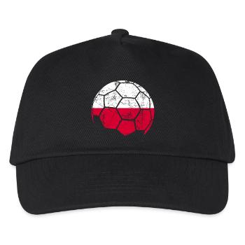 Poland Soccer Ball Fußball - Kinder Basecap - Schwarz - Vorne