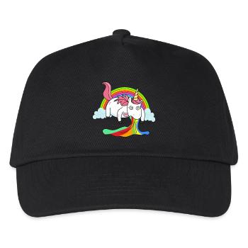 Kotzendes Einhorn Regenbogen - Kinder Basecap - Schwarz - Vorne