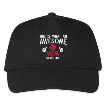 Awesome Mom - Kinder Basecap - Schwarz - Vorne