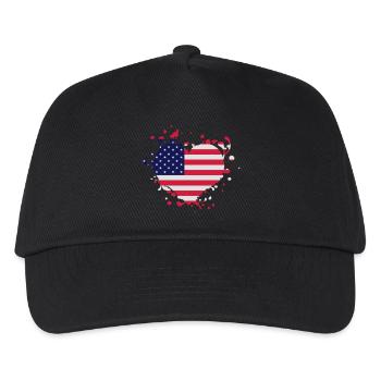 Herz uns Flagge Vereinigte Staaten amerikanische - Kinder Basecap - Schwarz - Vorne