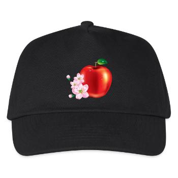 Apfel mit Kirschblüten design - Kinder Basecap - Schwarz - Vorne