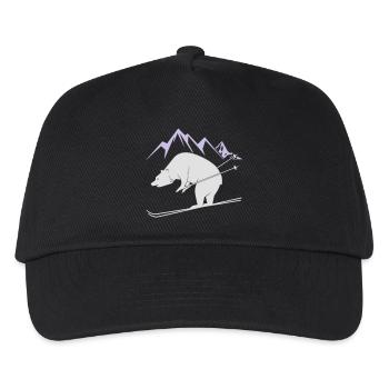 Snowboard Bear - Kinder Basecap - Schwarz - Vorne