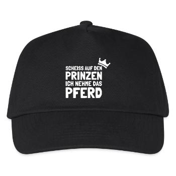 Pferde Scheiss auf den Prinz ich nehme das Pferd - Kinder Basecap - Schwarz - Vorne