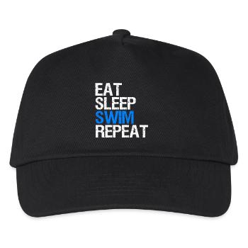 Eat Sleep Swim Repeat Geschenk für Schwimmer - Kinder Basecap - Schwarz - Vorne
