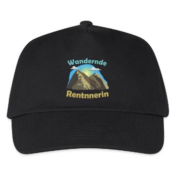 Wandernde Rentnerin | Wandern - Kinder Basecap - Schwarz - Vorne