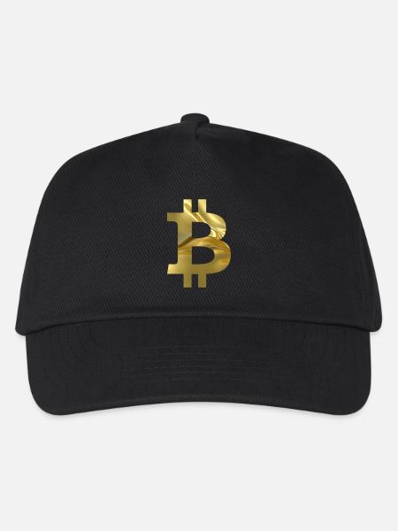 Goldenes Bitcoin-Symbol Design - Kinder Basecap - Schwarz