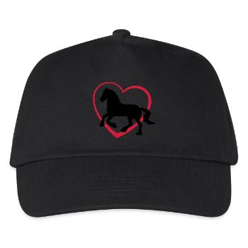 Fresian Gypsy Cob or Horse type with Heart - Kids’ Baseball Cap - black - Front