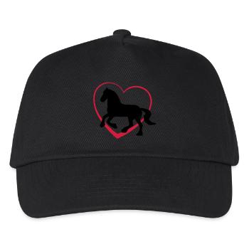 Cheval frison avec un coeur - Casquette de baseball Enfant - noir - Devant