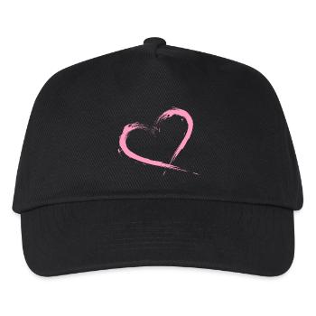 Herz Bürste Rosa Vektorgrafik - Kinder Basecap - Schwarz - Vorne