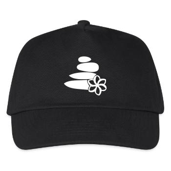 Wellness Entspannung Stein Steine Blume - Kinder Basecap - Schwarz - Vorne