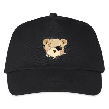 niedliches Piraten Teddy Graffiti mit Augenklappe - Kinder Basecap - Schwarz - Vorne