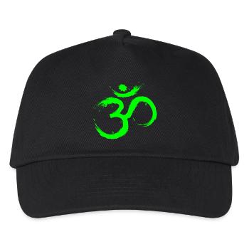 Om Design Symbol Meditation Befreiung Limone Grün - Kinder Basecap - Schwarz - Vorne