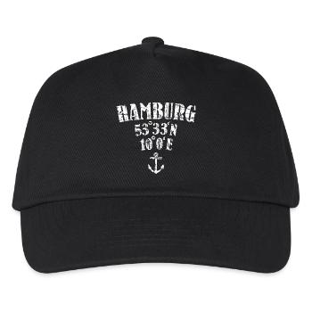 Segel Design Hamburg Koordinaten (Vintage Weiß) - Kinder Basecap - Schwarz - Vorne